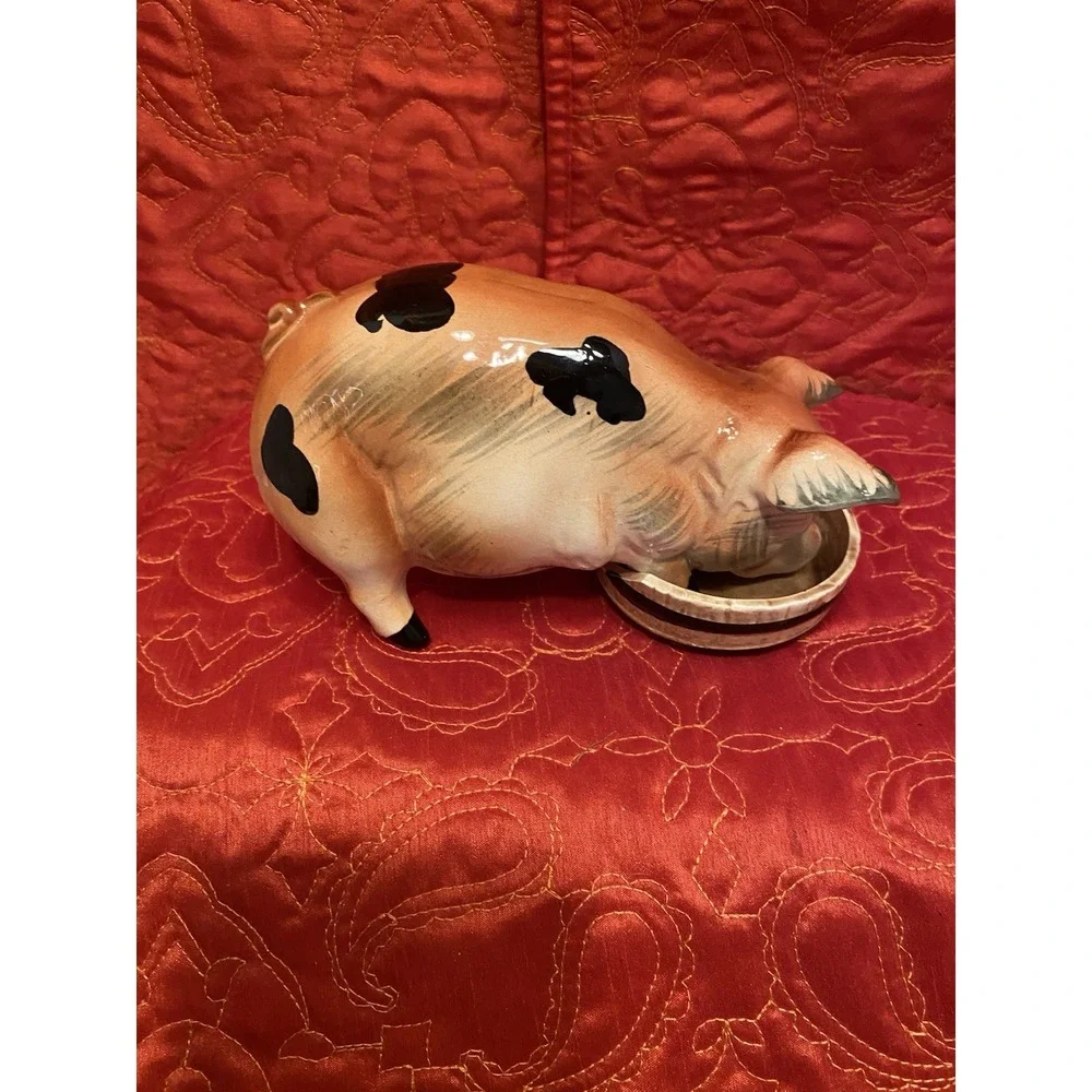 VTG Hungry Hog Eating Figurine‎ With Dish Chase JAPAN